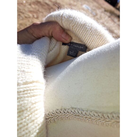 Ann Taylor Size L button up V Neck super Soft Angola Rabbit & Lamb Wool Sweater - Picture 6 of 9